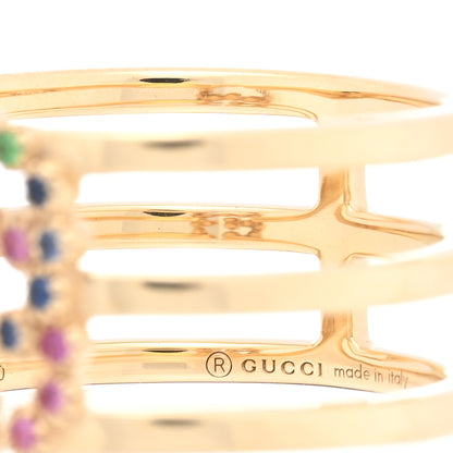 Gucci 18K Yellow Gold Sapphire Topaz Tsavorite Running GG Ring 53 6.25 4 of 5