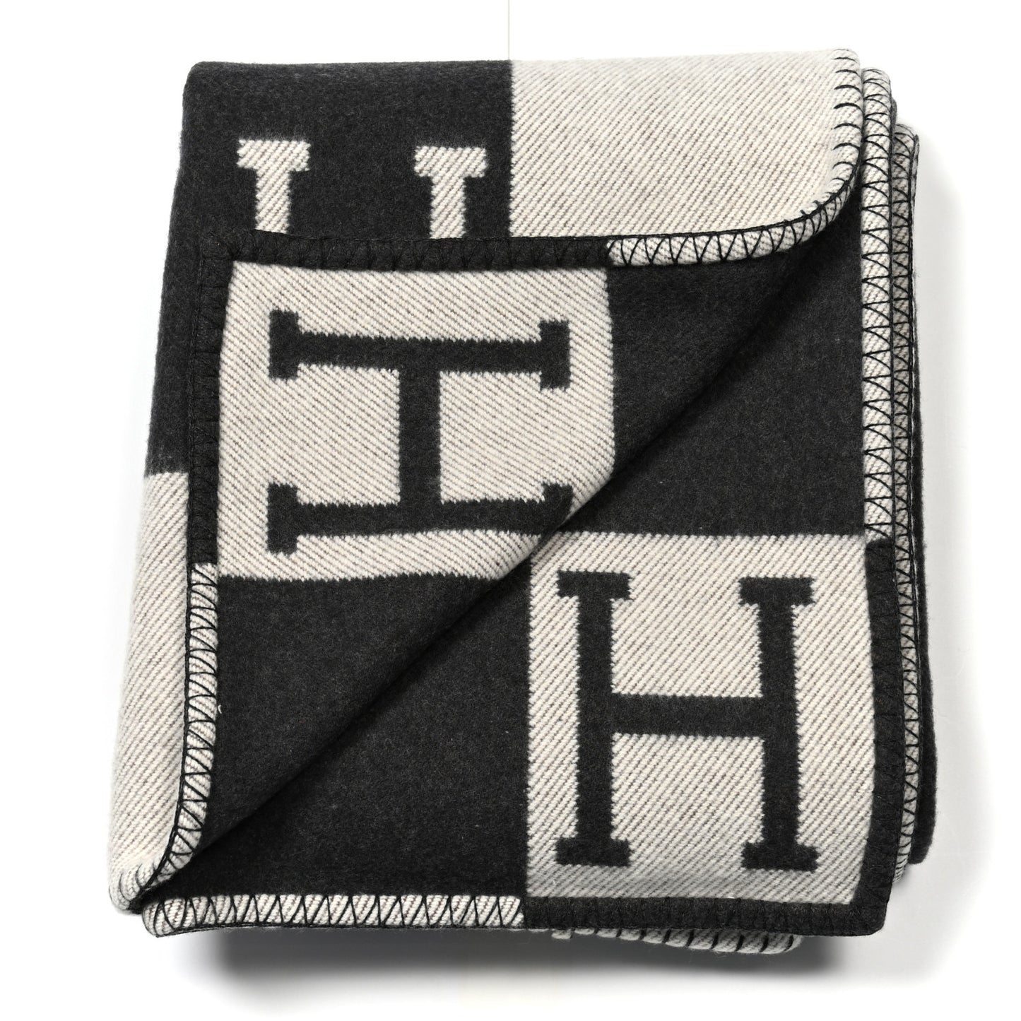 Wool Cashmere Avalon Blanket Ecru Gris Fonce