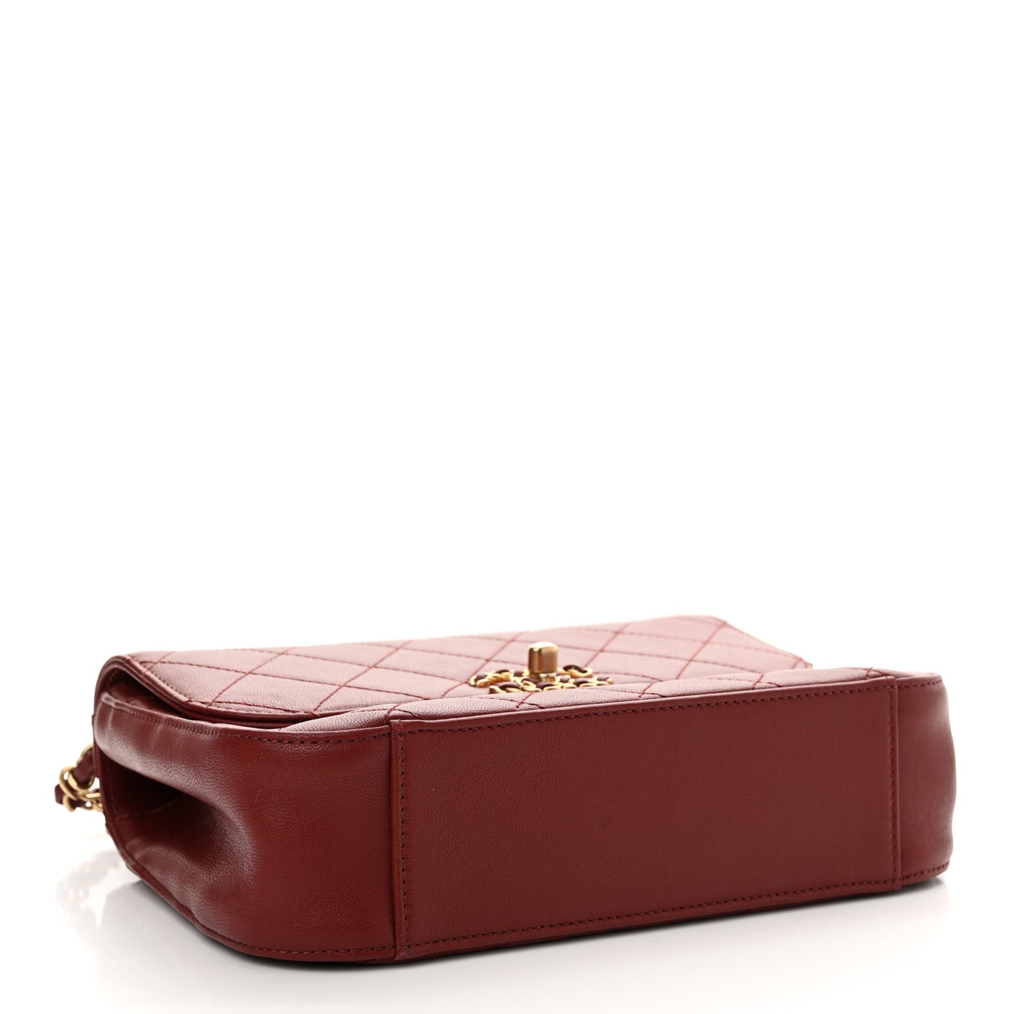 Lambskin Quilted Chain Infinity Top Handle Flap Burgundy
