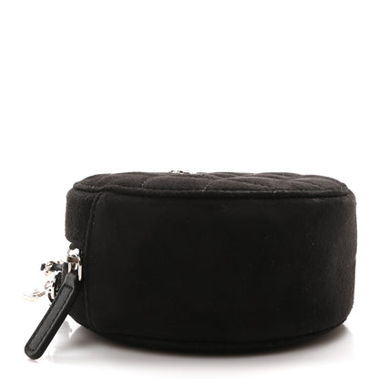 Chanel Suede Quilted Crystal Round Clutch With Logo Chain Black 4 of 10