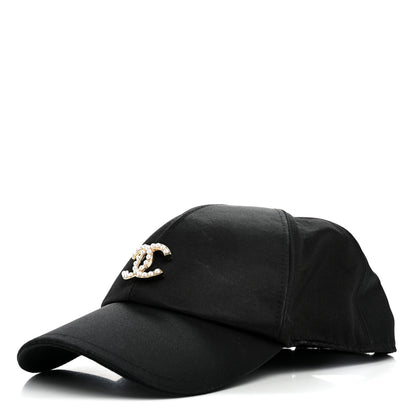 Chanel Silk Pearl CC Cap Hat Black 1 of 10