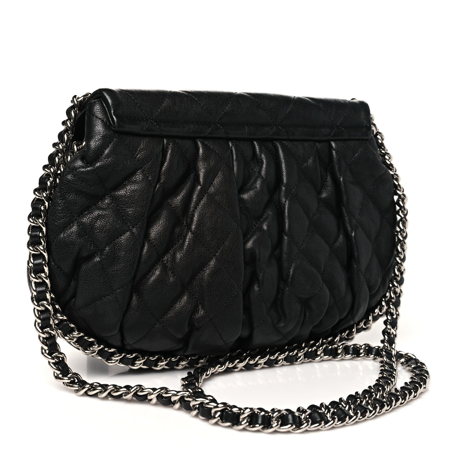 Chanel Washed Lambskin Quilted Large Chain Around Flap Black 3 of 10