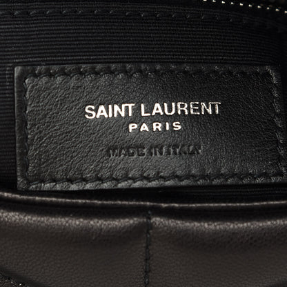 Saint Laurent Lambskin Quilted Toy Loulou Puffer Monogram Chain Satchel Black 6 of 8