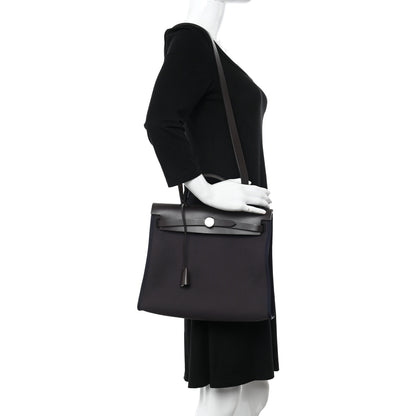 Hermes Military Toile Vache Hunter Herbag Zip PM 31 Prune Noir Marine 2 of 14