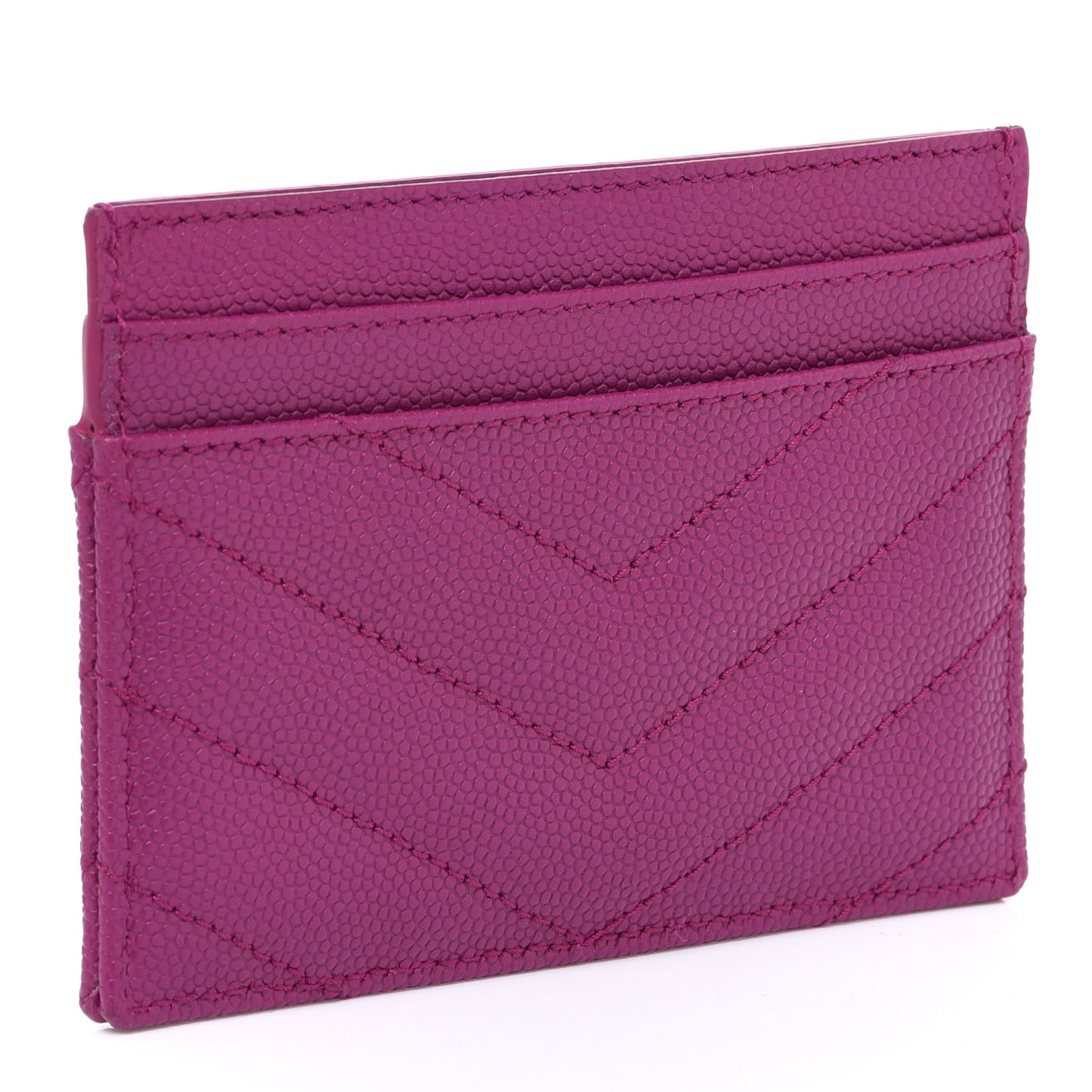 Grain De Poudre Matelasse Chevron Monogram Credit Card Case Dark Grape