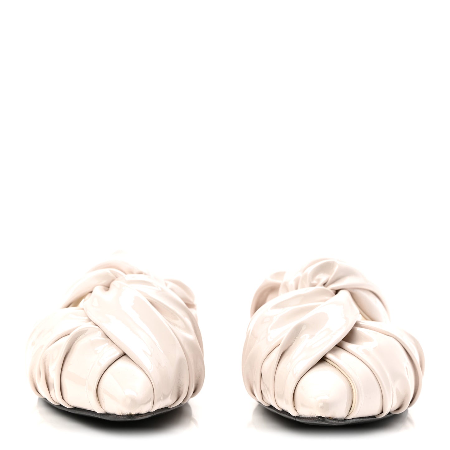Patent Show Twist Flat Mule Sandals 38 Ivory