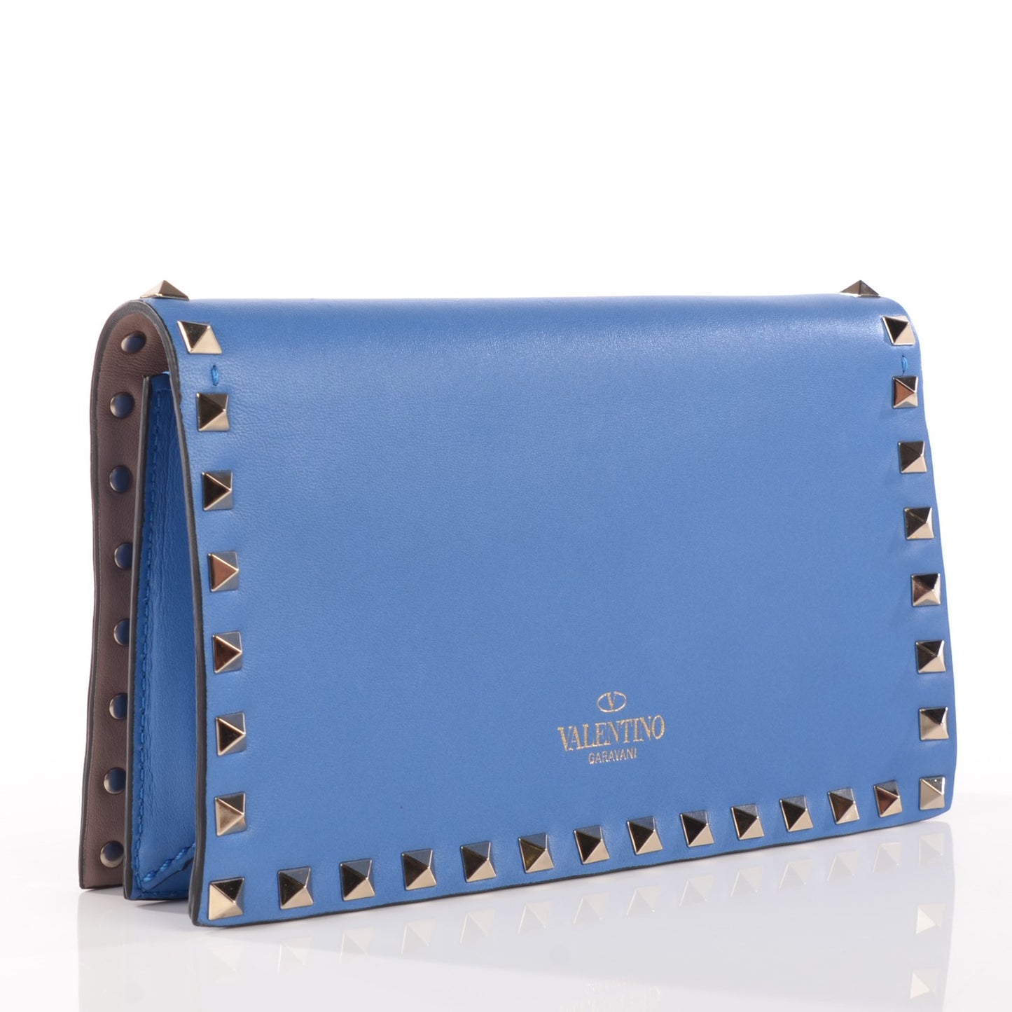 Nappa Small Rockstud Wristlet Clutch Light Sapphire