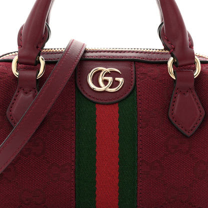 Gucci GG Supreme Monogram Textured Dollar Calfskin Web Super Mini Ophidia Top Handle Bowler Bag Rosso Ancora 14 of 19