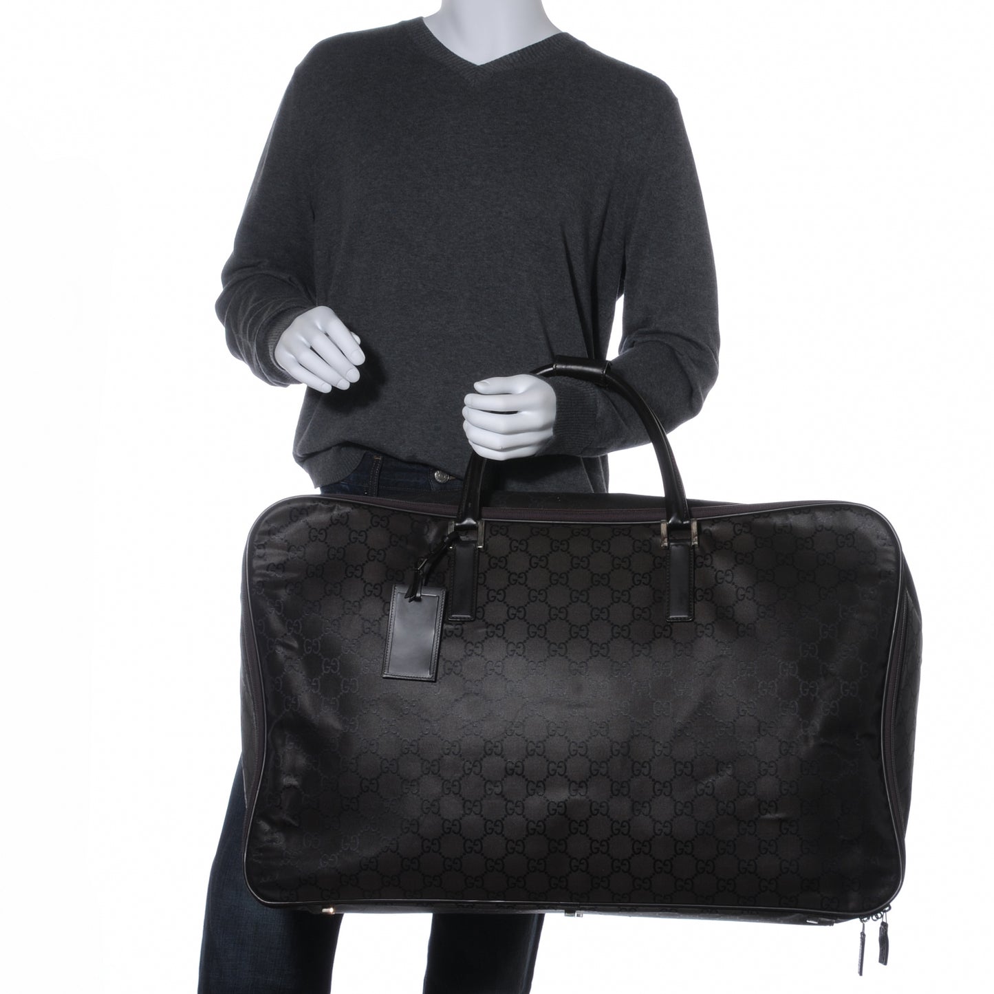 Nylon Monogram Large Lightweight Suitcase Luggage Brown