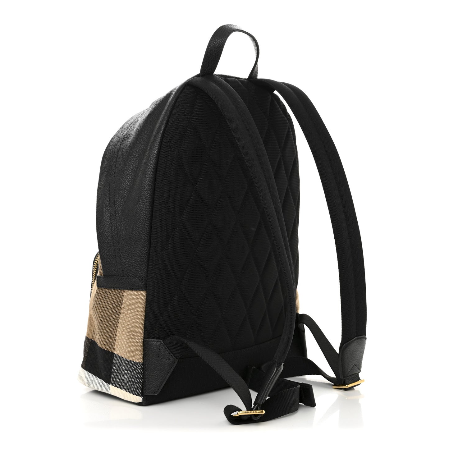 Mega Check Calfskin Abbeydale Simple Backpack Black Camel