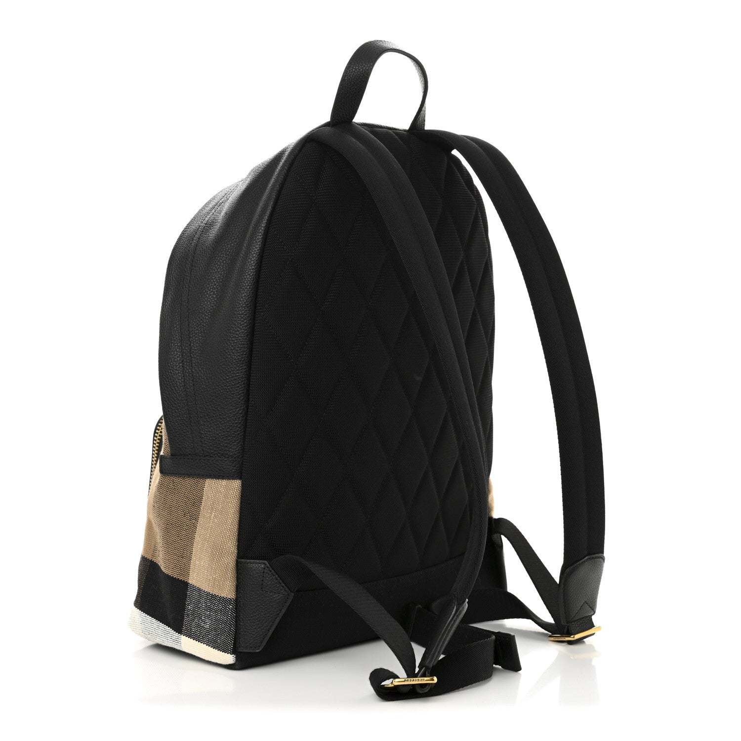 Burberry Mega Check Calfskin Abbeydale Simple Backpack Black Camel 5 of 19