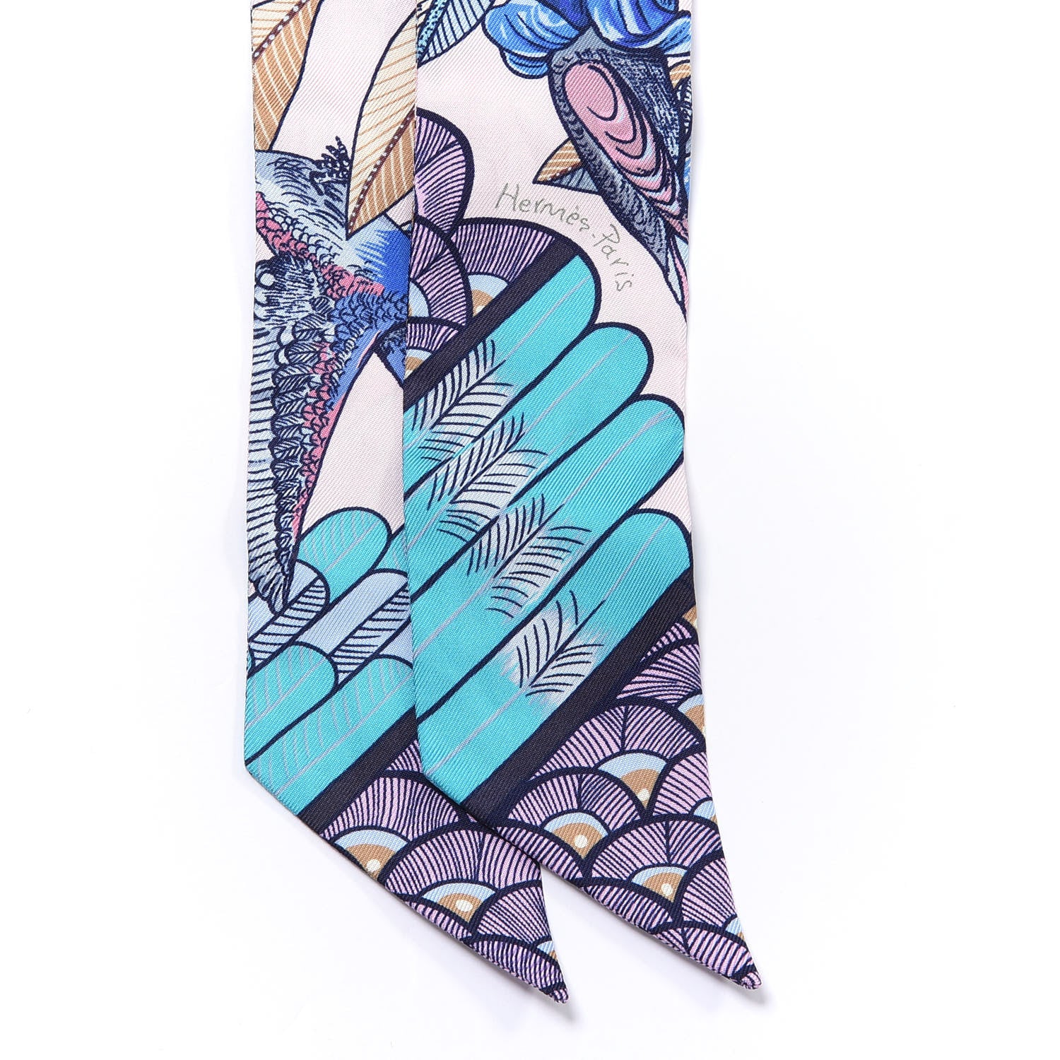 Hermes Silk Tree Of Song Twilly Rose Pale Turquoise 2 of 4