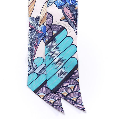 Hermes Silk Tree Of Song Twilly Rose Pale Turquoise 2 of 4