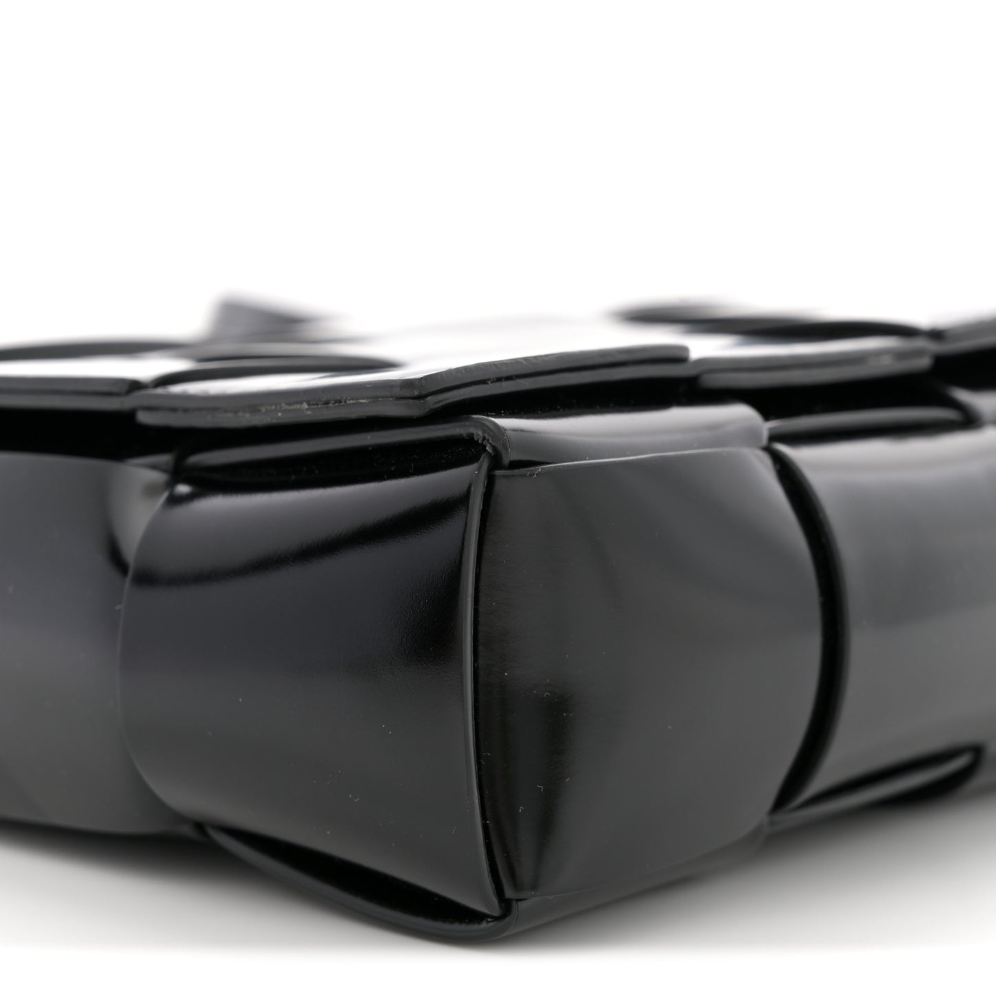 Patent Maxi Intrecciato Cassette Crossbody Bag Black