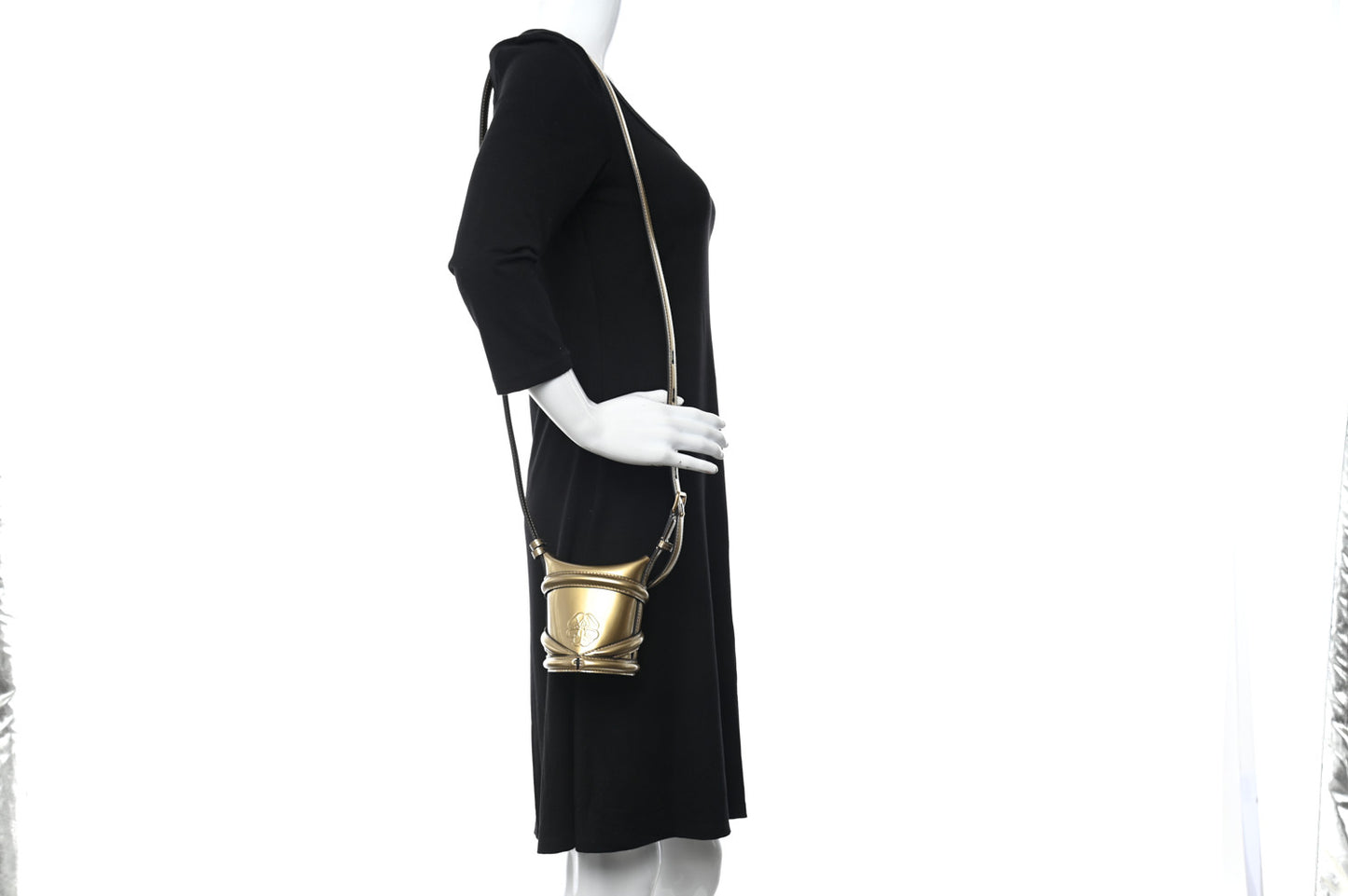 Metallic Calfskin The Curve Mini Shoulder Bag Gold