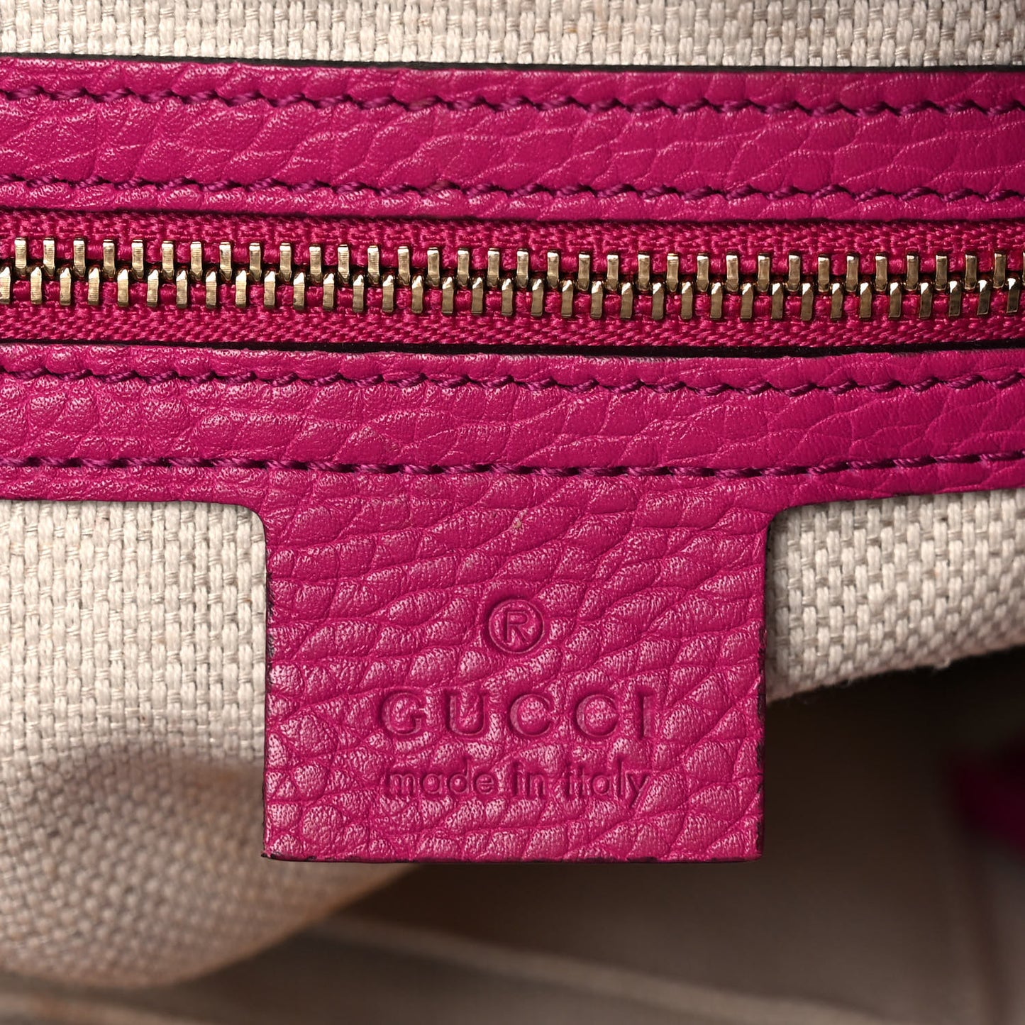 Pebbled Calfskin Small Soho Top Handle Bag Bright Bougainvillea