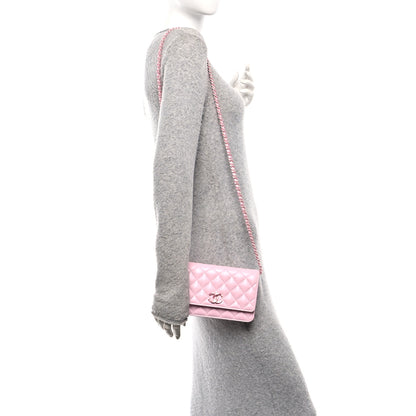 Chanel Calfskin Quilted Pearly CC Wallet On Chain WOC Pink 2 of 11
