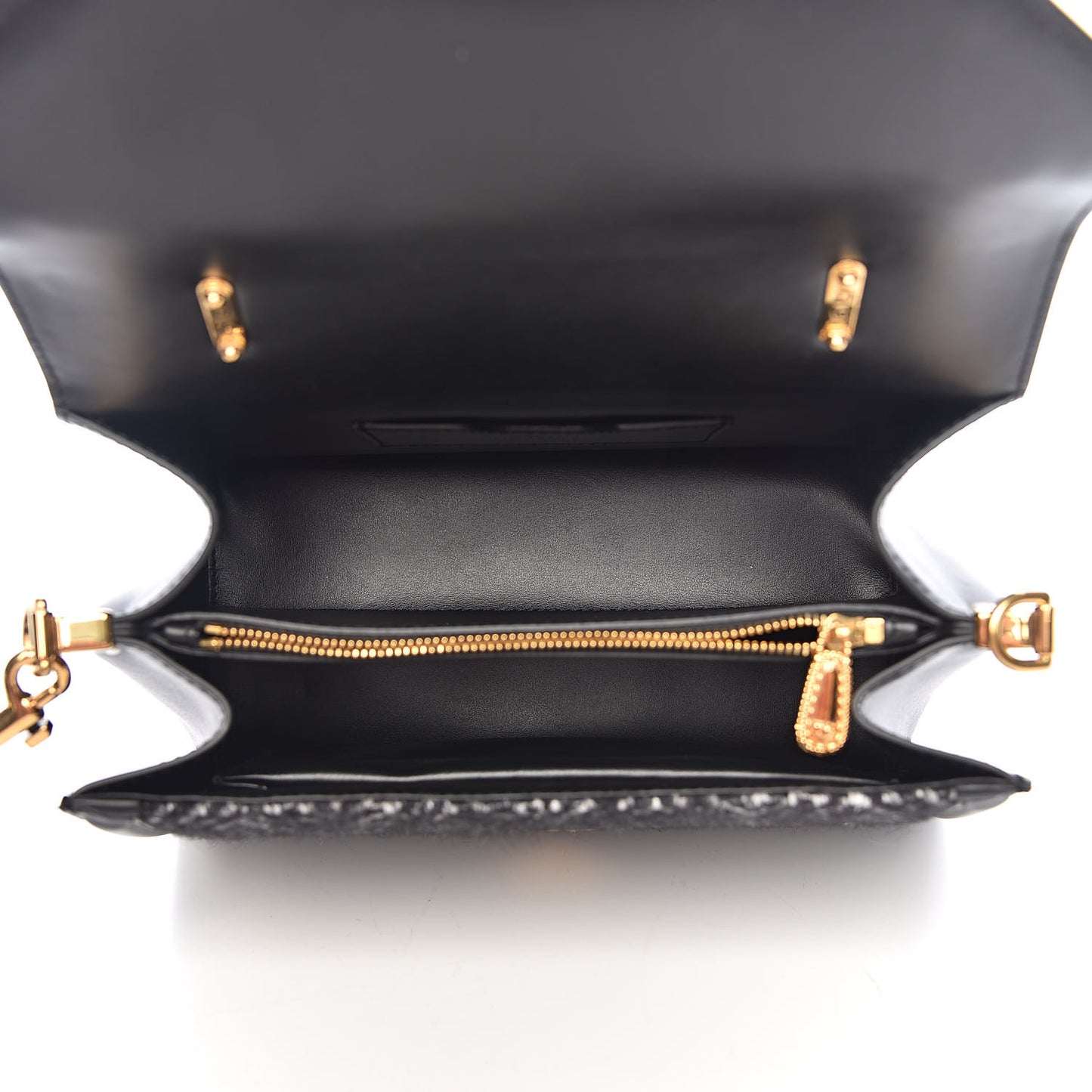 Calfskin Tweed Chevron Medium Devotion Top Handle Bag Black