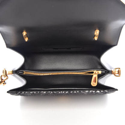 Dolce & Gabbana Calfskin Tweed Chevron Medium Devotion Top Handle Bag Black 5 of 9