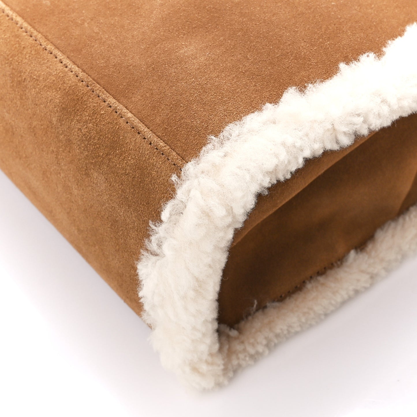 X UGG Suede Shearling Medium Shopping Bag Chestnut
