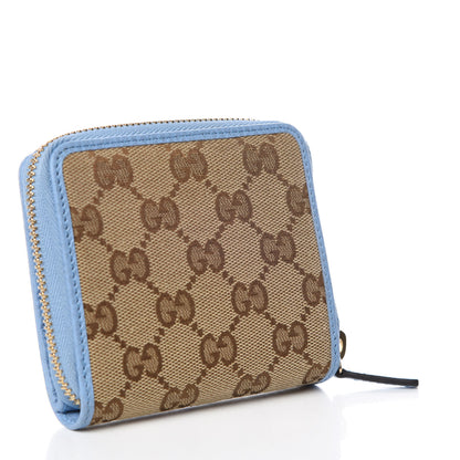 Gucci Monogram Dollar Calfskin Zip Around French Flap Wallet Beige Ebony Mineral Blue 3 of 8