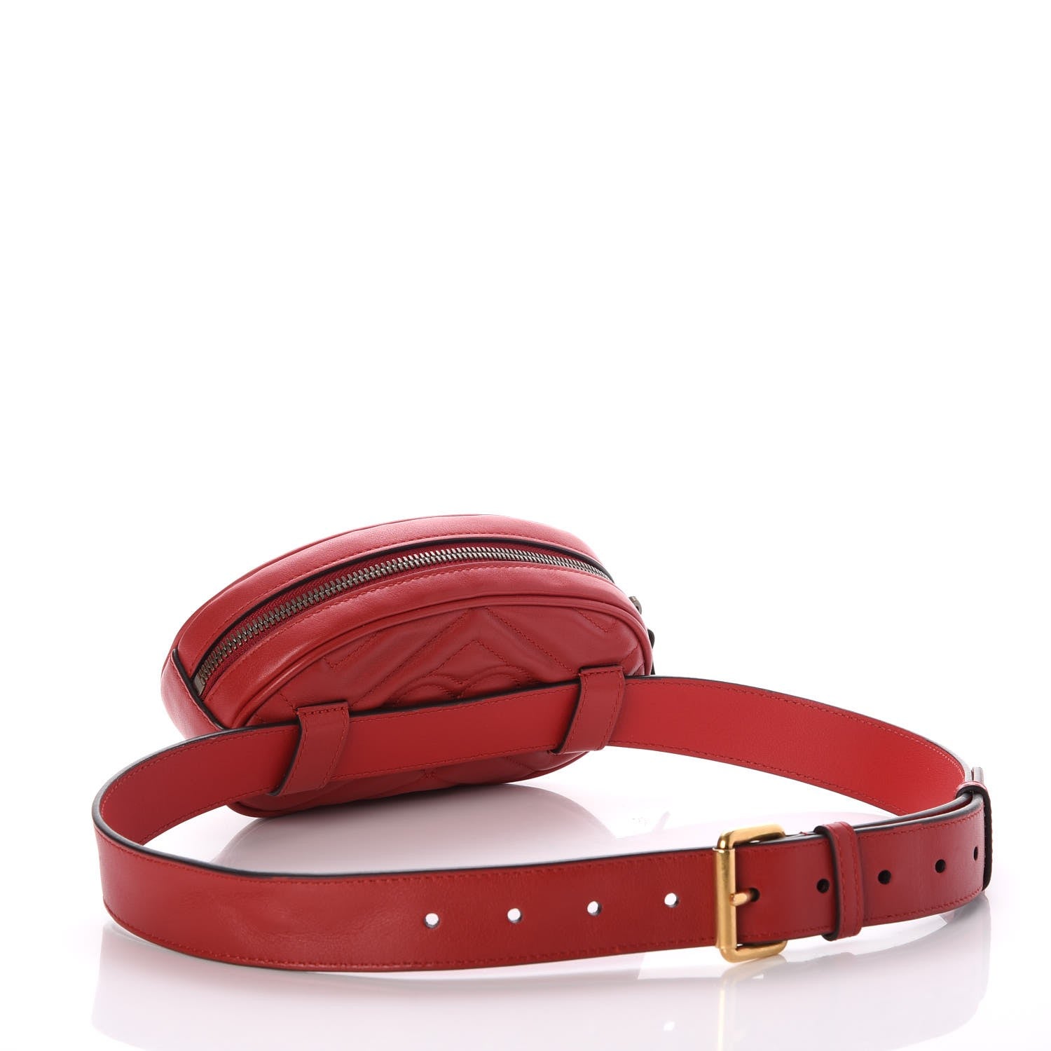 Gucci Calfskin Matelasse GG Marmont Belt Bag 85 34 Hibiscus Red 3 of 7