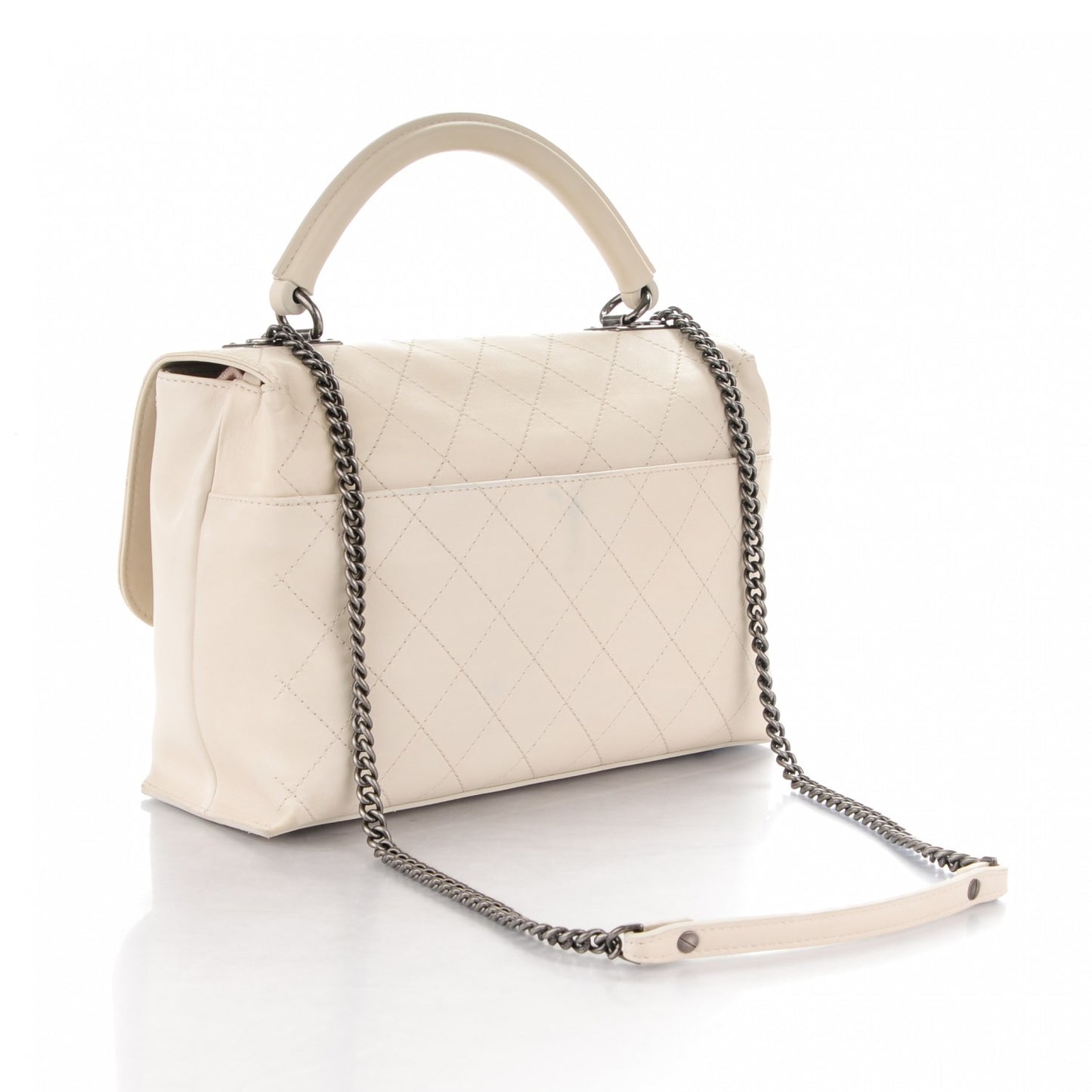 Calfskin Stitched Urban Luxury Top Handle Bag Ivory