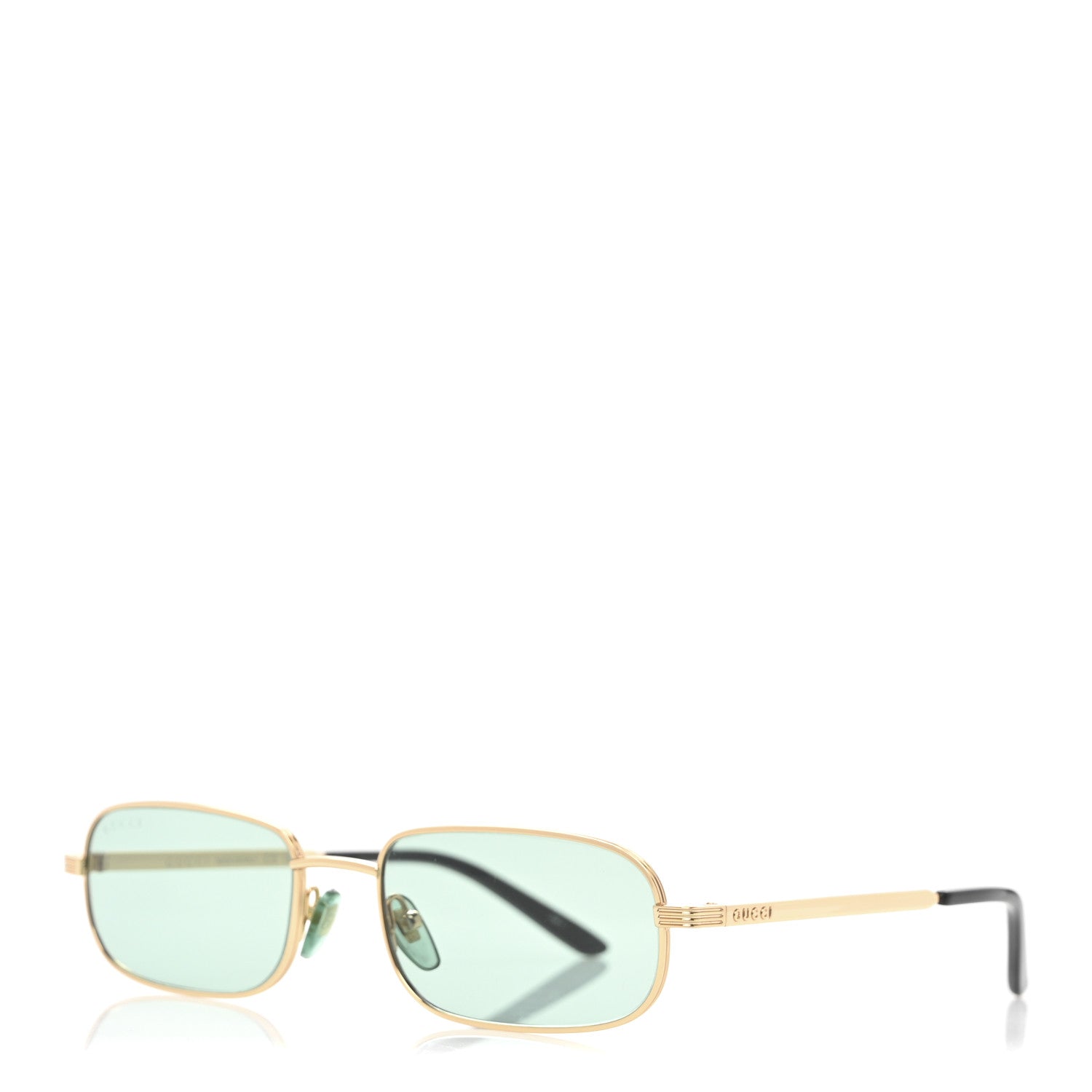 Gucci Metal Rectangular Sunglasses GG1457S Green Gold 1 of 9