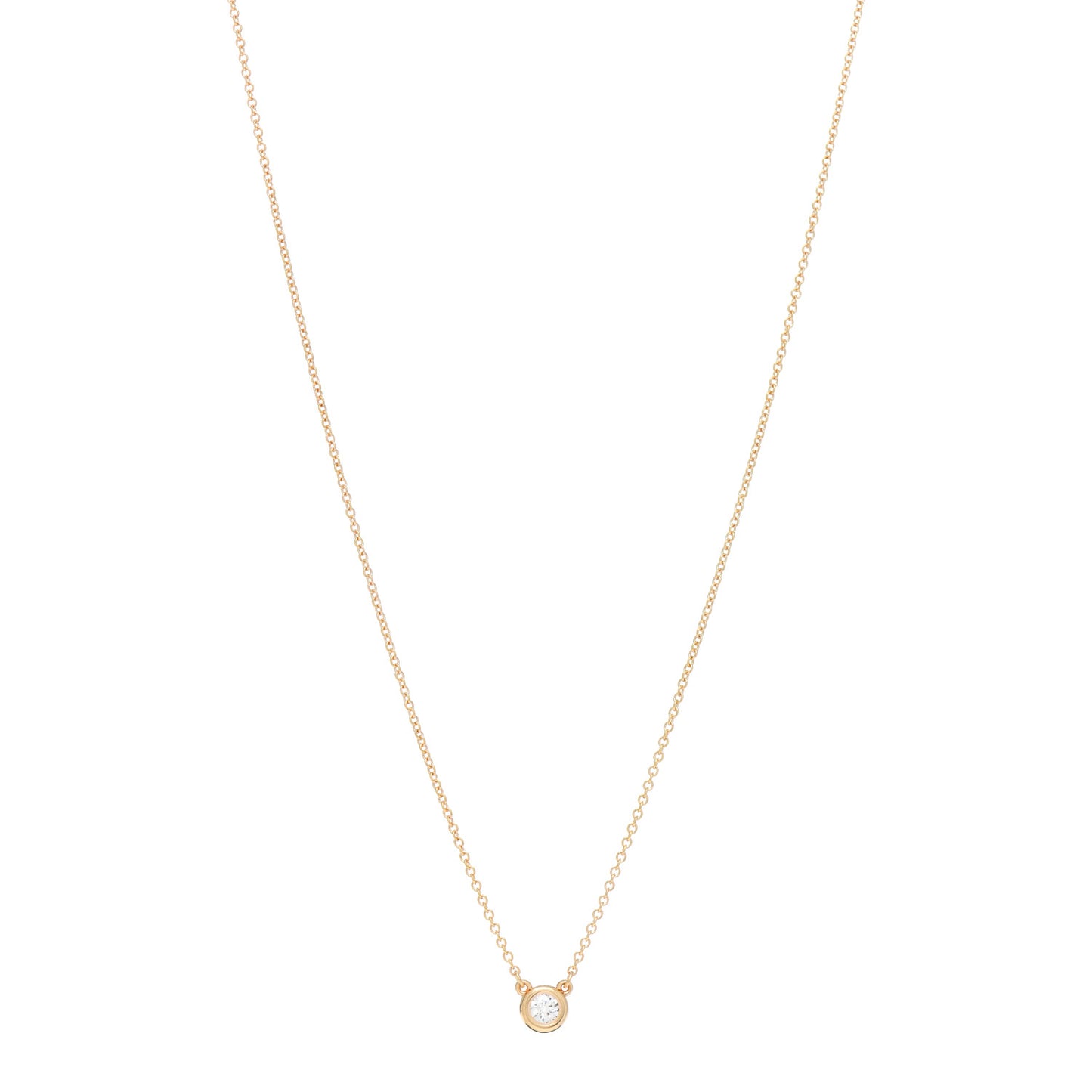 18K Rose Gold Diamond .14ct Elsa Peretti Diamonds by the Yard Pendant Necklace