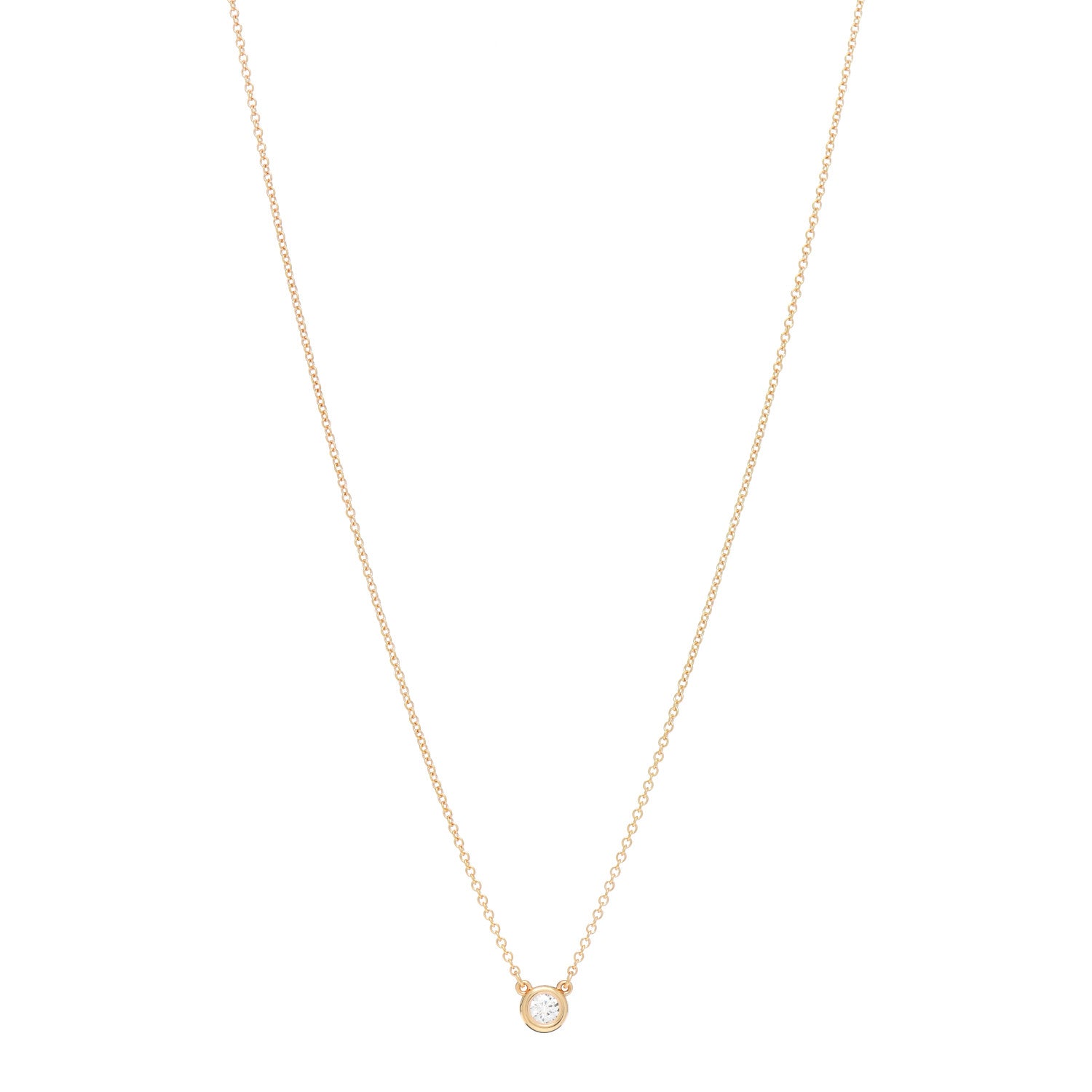 Tiffany 18K Rose Gold Diamond .14ct Elsa Peretti Diamonds by the Yard Pendant Necklace 1 of 5
