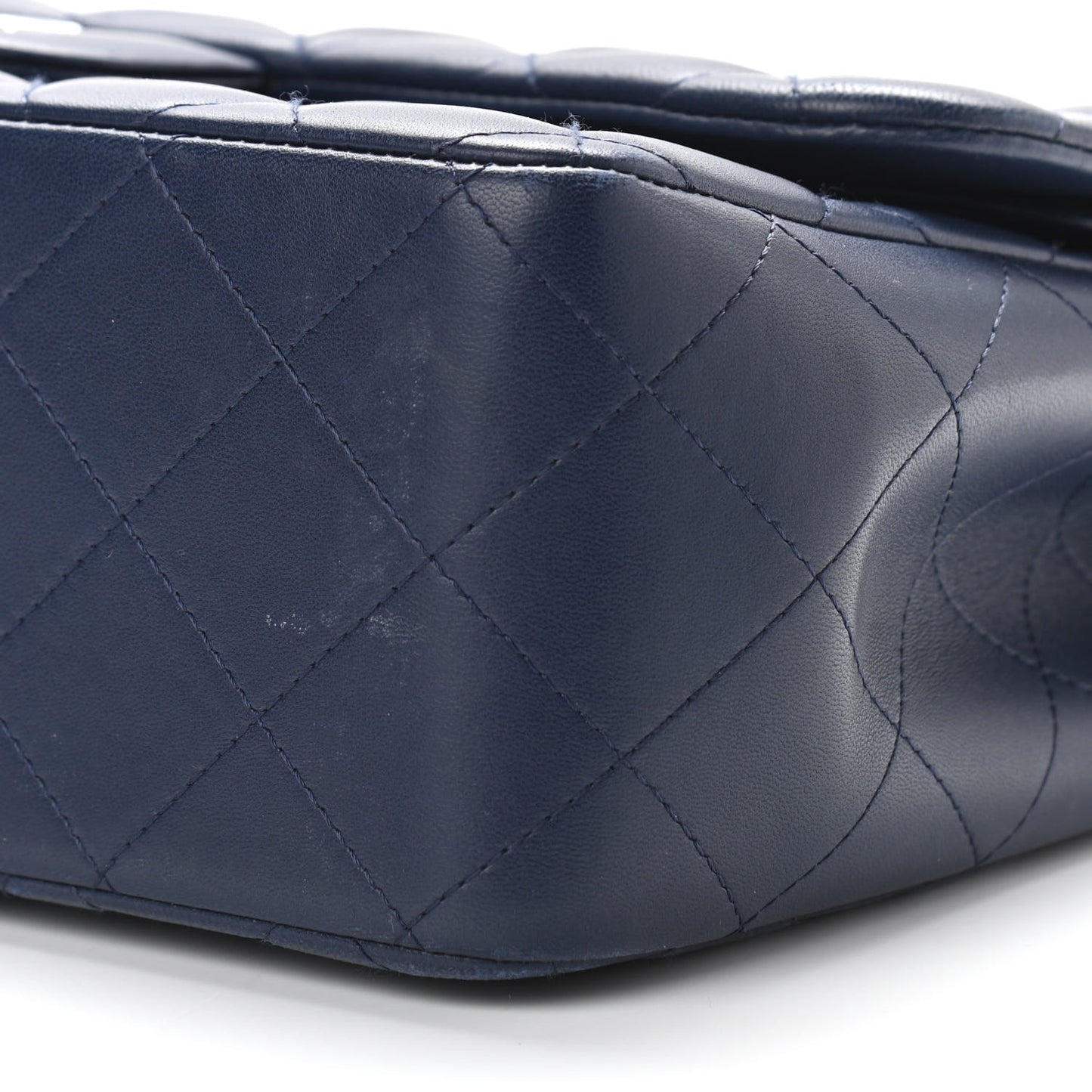 Lambskin Quilted Jumbo Double Flap Navy Blue