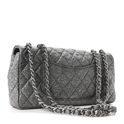 Chanel Metallic Crackled Calfskin Quilted East West Flap Dark Silver 3 of 10