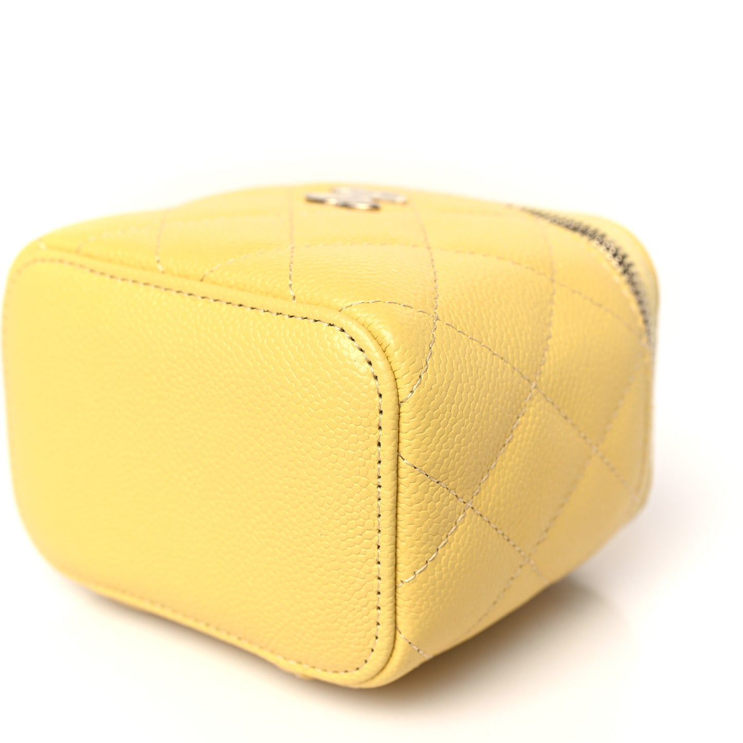 Caviar Quilted Tiny CC Mini Vanity Case With Chain Yellow