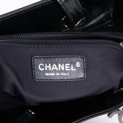 Chanel Vinyl Quilted Small Paris Biarritz Tote Black 7 of 9