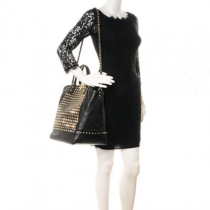 Valentino Garavani Vitello Rockstud All Over New Dome Bucket Tote Black 2 of 7