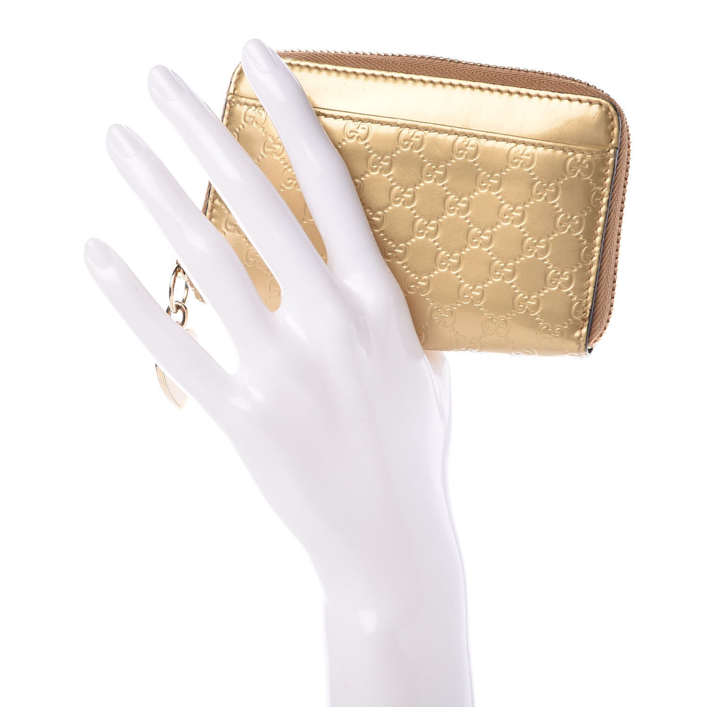 Microguccissima Zip Around Card Case Gold