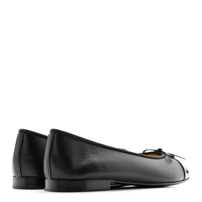 Chanel Lambskin Patent Cap Toe Ballerina Flats 39.5 Black 5 of 10