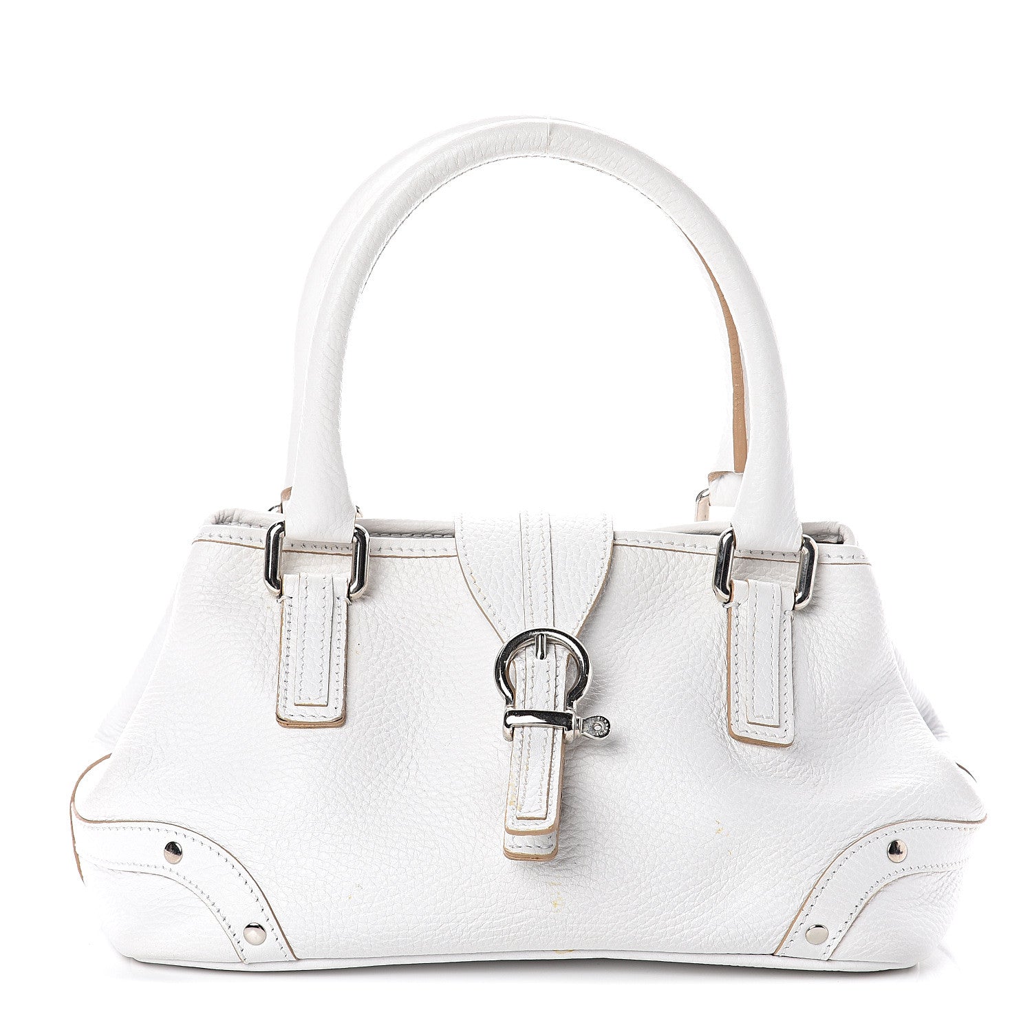 Burberry Grainy Calfskin Top Handle Bag White 1 of 8