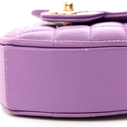 Chanel Lambskin Quilted CC In Love Heart Clutch With Chain Purple 10 of 13