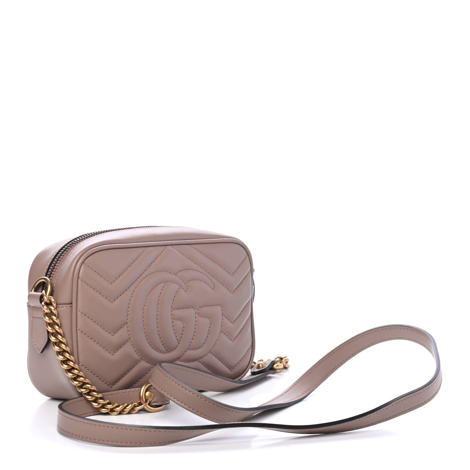 Gucci Calfskin Matelasse Mini GG Marmont Chain Shoulder Bag Porcelain Rose 2 of 5