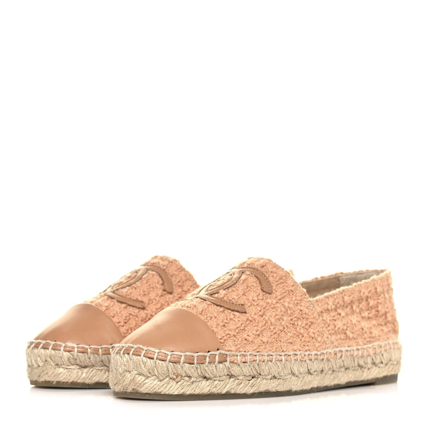 Chanel Tweed Grosgrain CC Espadrilles 37 Beige 3 of 9
