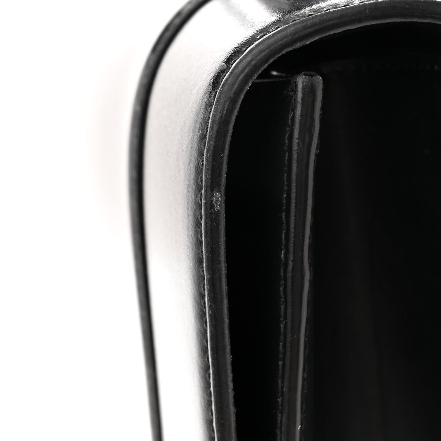 Shiny Box Calfskin Medium Hourglass Top Handle Bag Black