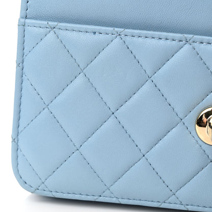 Chanel Lambskin Quilted Trendy CC Wallet On Chain WOC Light Blue 12 of 13