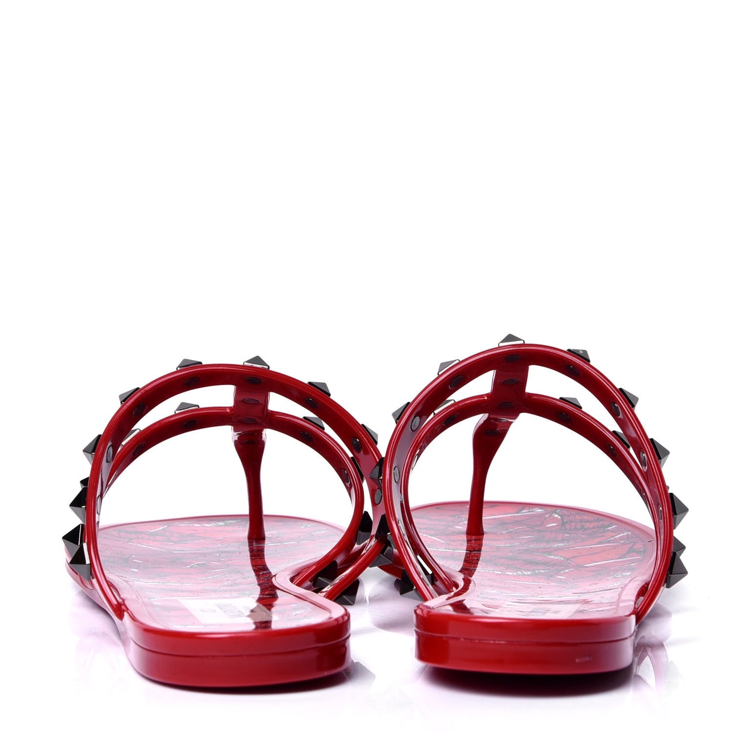 PVC Jelly Rockstud Le Rouge Caged Flat Thong Sandals 38 Lipstick