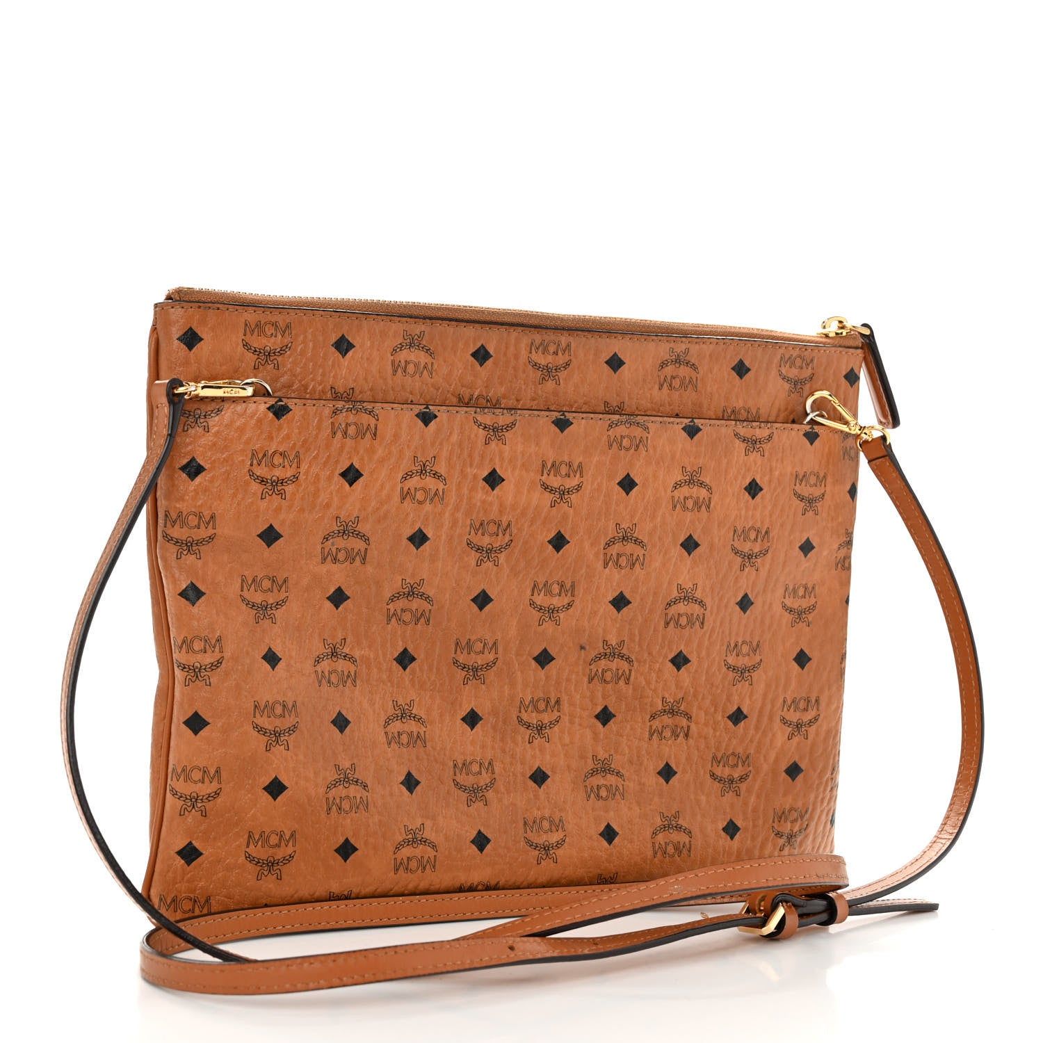 MCM Visetos Medium Crossbody Pouch Cognac 3 of 10