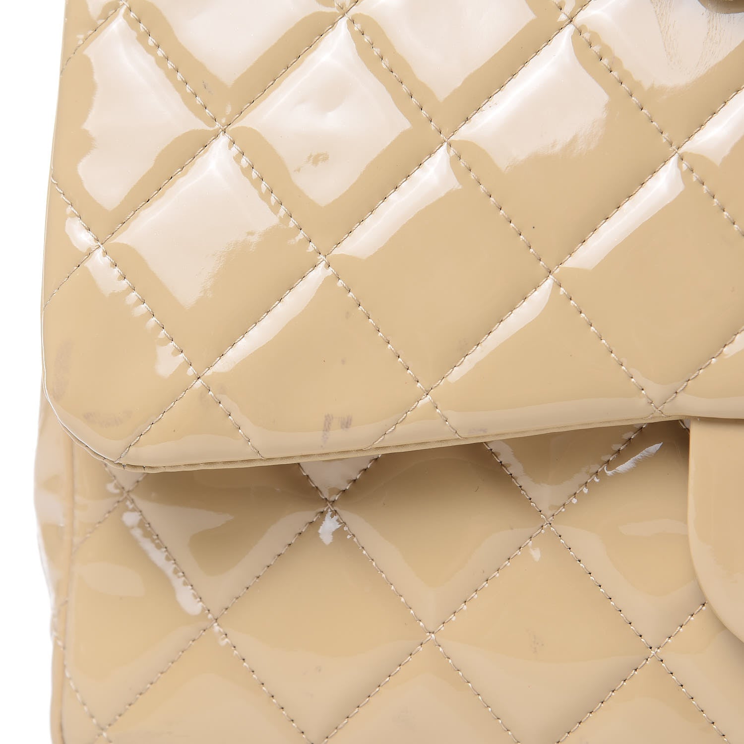 Chanel Patent Quilted Jumbo Double Flap Beige 14 of 14