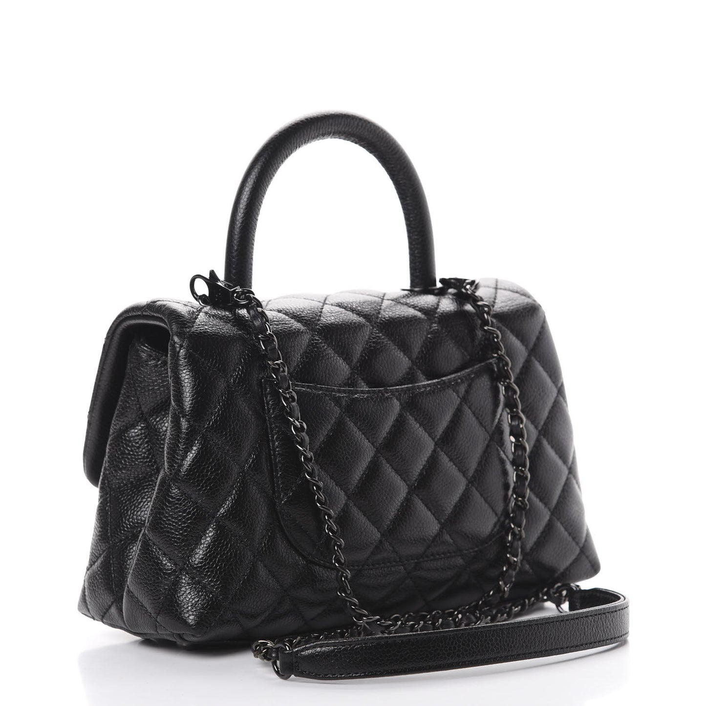 Caviar Quilted Mini Coco Handle Flap So Black