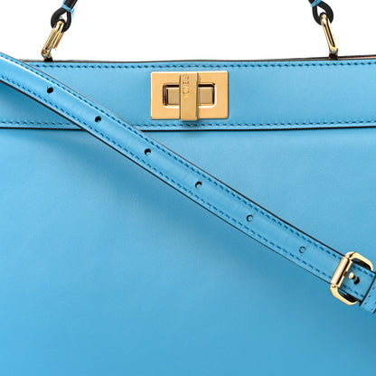 Fendi Vitello King Luxor Shiny Nappa Medium Peekaboo I SEE U East West Satchel Cyber Blue Light Rose 9 of 13