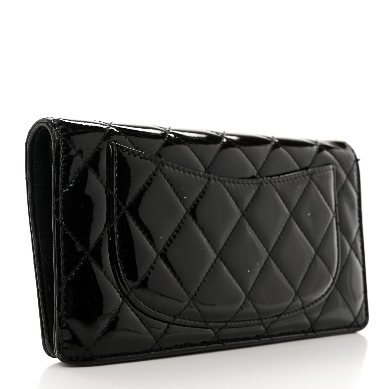 Chanel Patent Calfskin Quilted Yen Wallet Black 3 of 11