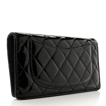 Chanel Patent Calfskin Quilted Yen Wallet Black 3 of 11